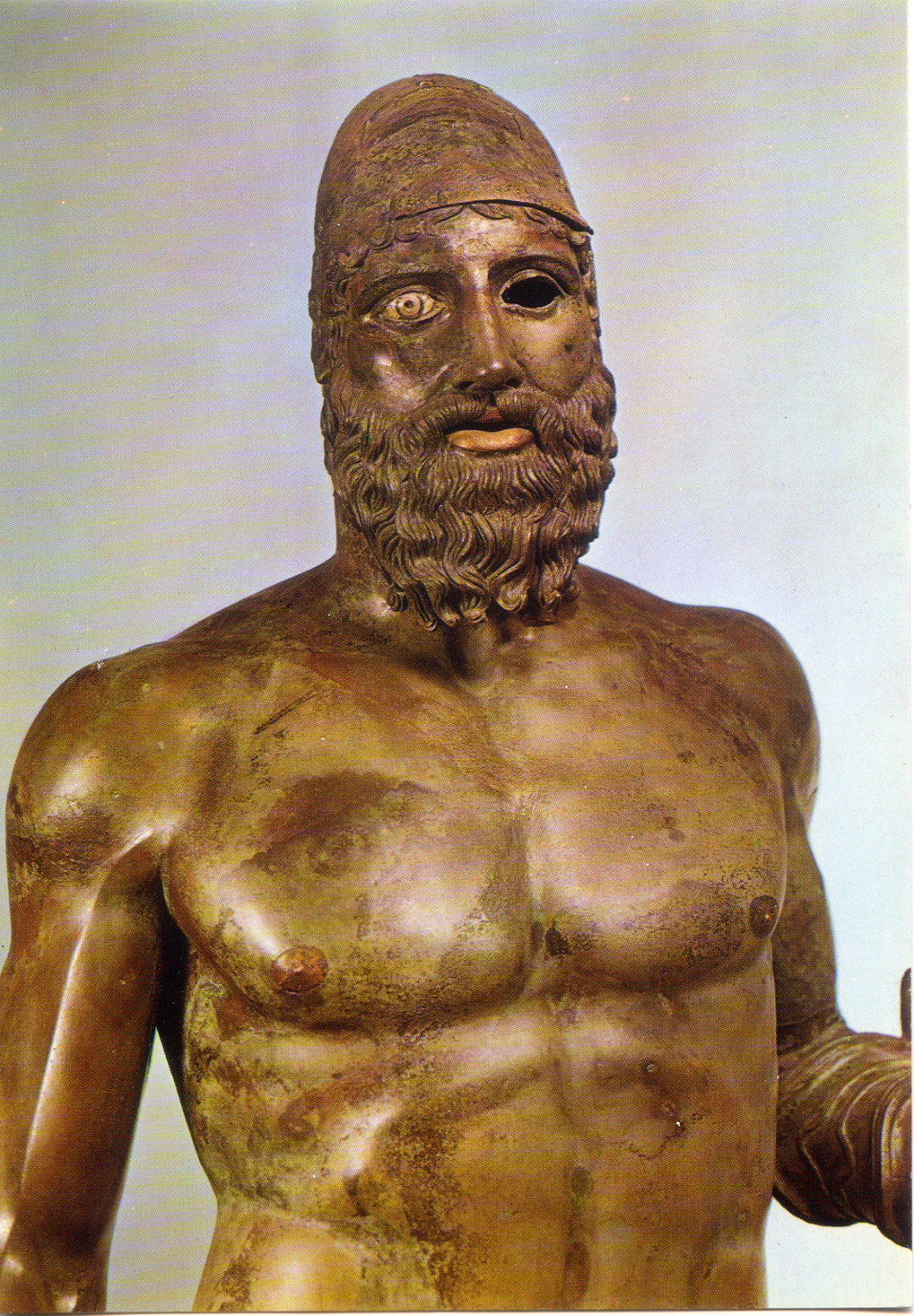 Cartolina Bronzi di Riace Guerriero coll'elmo o Statua B-Museo Naz. Reggio Cal.