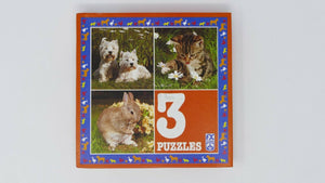 Scatola con 3 Puzzle 16 FX Schmid "Animali domestici" - Vintage