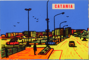 Cartolina Vellutata Catania Lungomare-Aliprandi Editore Anni '60