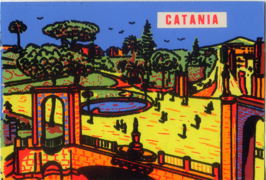 Cartolina Vellutata Catania Villa Bellini-Aliprandi Editore Anni '60
