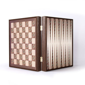 VINTAGE STYLE - 4 in 1 Set Combo in legno- Scacchi/Backgammon/Ludo/Snakes