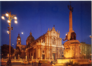 Cartolina Catania Il Duomo di notte - Italcards