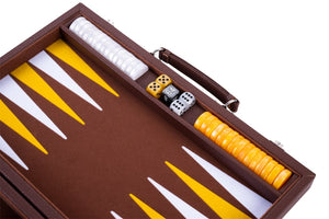 Set Backgammon 15" colore marrone/giallo/bianco