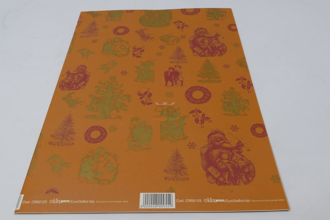 5 Fogli Carta Regalo Sealing Natalizia Babbo Natale (Arancione) -Foglio 70 x 100
