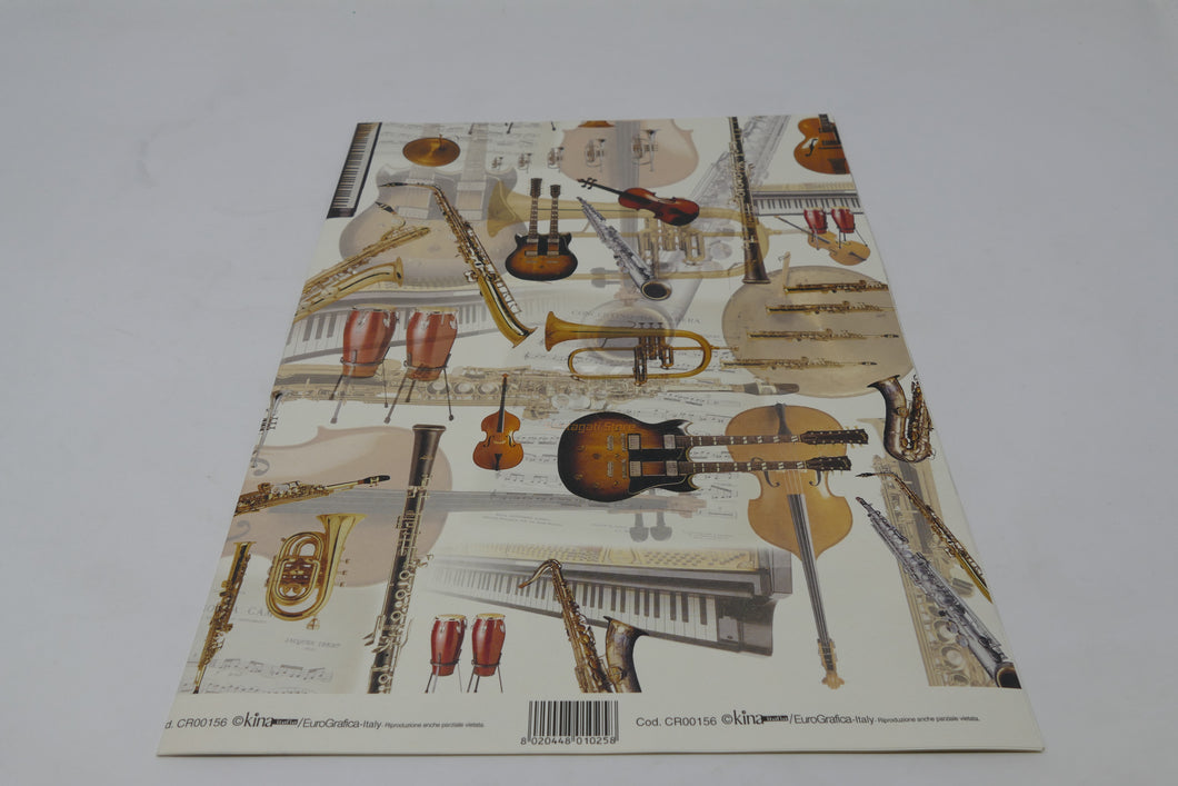 5 Fogli Carta Regalo Sealing con strumenti musicali Kina Italia/EuroGrafica