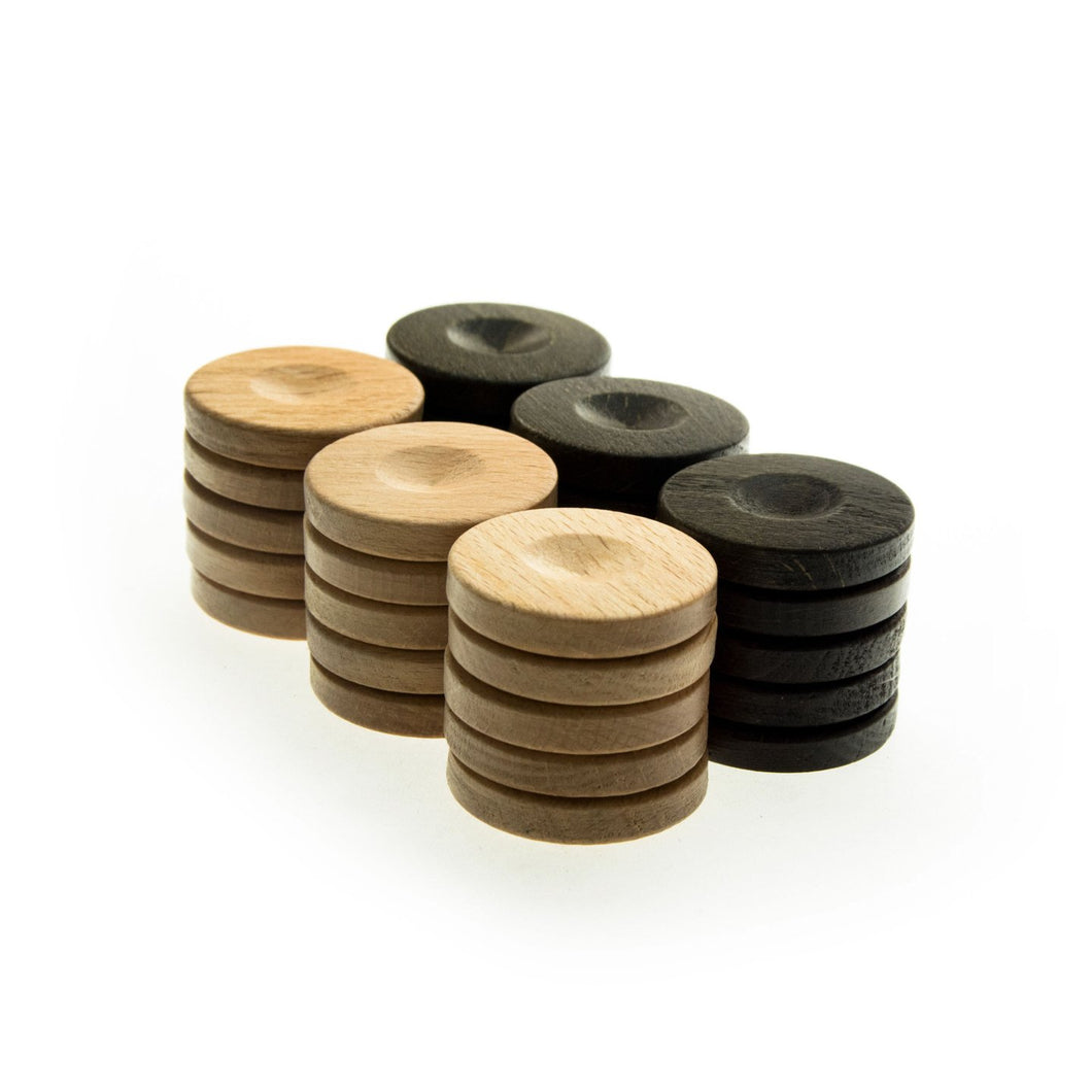 Pedine da Backgammon in legno colore marrone/legno diametro 26/36 mm