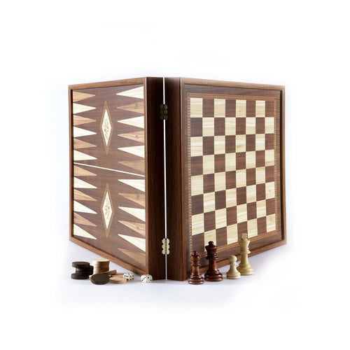 Set Scacchi e Backgammon in legno in Stile Classico 27x27cm