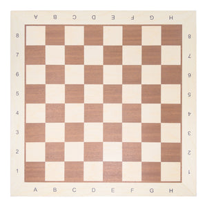 Scacchiera in Legno Intarsiata in Mogano e Acero con Cornice Acero 48 x 48 cm ( Large ) Con Lettere e Numeri