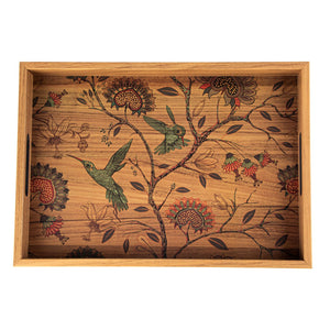 Vassoio decorativo in legno con disegno stampato 45 x 32 cm