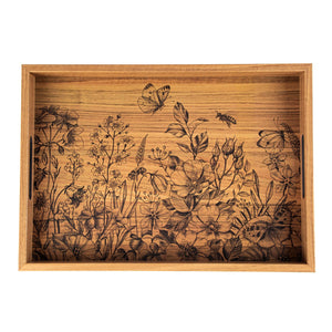 Vassoio decorativo in legno con disegno stampato 45 x 32 cm