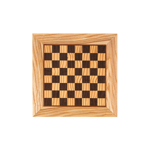 scacchiera e damiera italiana artigianale in legno d'ulivo con intarsio in wengé 34x34cm (Piccolo)