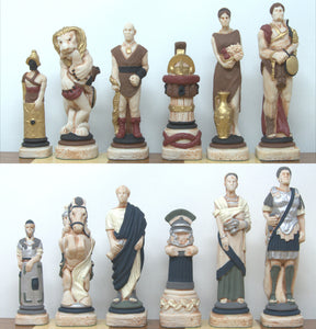 Set Scacchi Spartakus con pezzi in polvere di marmo e scacchiera in legno